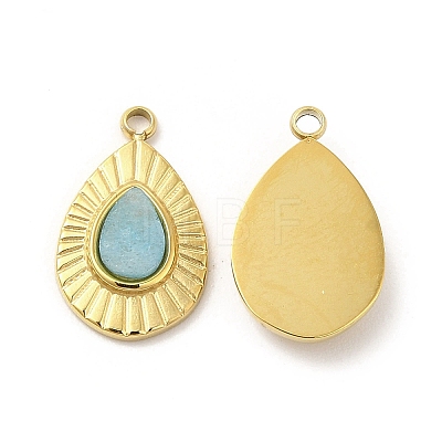 Natural Turquoise Teardrop Charms STAS-J401-VC664-1