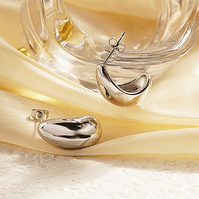 Non-Tarnish 304 Stainless Steel Teardrop Stud Earrings LS-BN7669-2-1