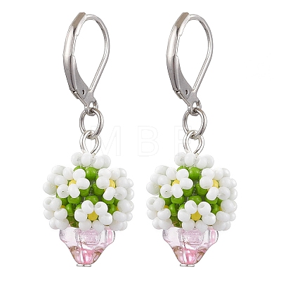 Glass Seed Beads Leverback Earrings EJEW-MZ00324-02-1