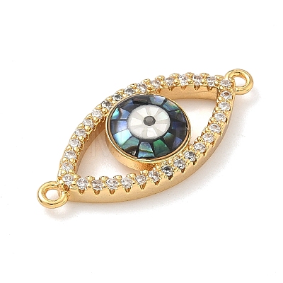 Brass Micro Pave Clear Cubic Zirconia Enamel Horse Eye Connector Charms KK-H534-02G-01-1