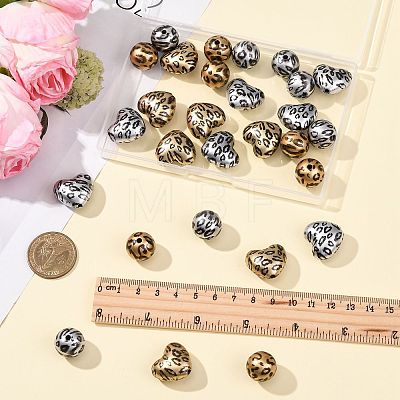 32Pcs 4 Styles Printed Acrylic Beads PACR-FS0001-12-1
