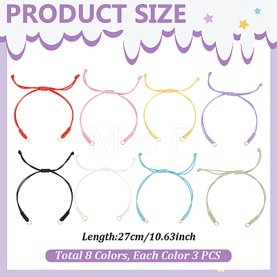 24Pcs 8 Colors Waxed Polyester Cord Bracelets Making BJEW-UN00036-1