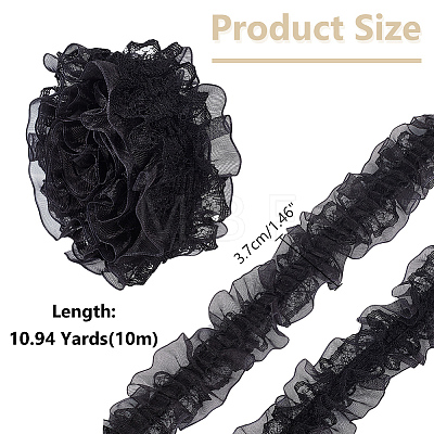 WADORN 10M Double Layer Polyester Flower Elastic Lace Trim OHAR-WR0001-02C-1