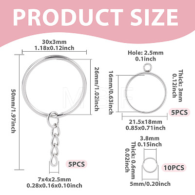 5Pcs 304 Stainless Steel Open Back Bezel Pendants STAS-TAD0001-01D-1