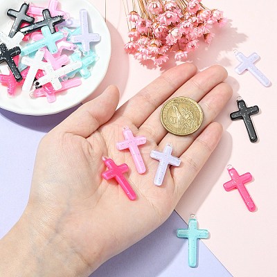 30Pcs 6 Colors Religion Opaque Resin Pendants RESI-CJ0003-46-1