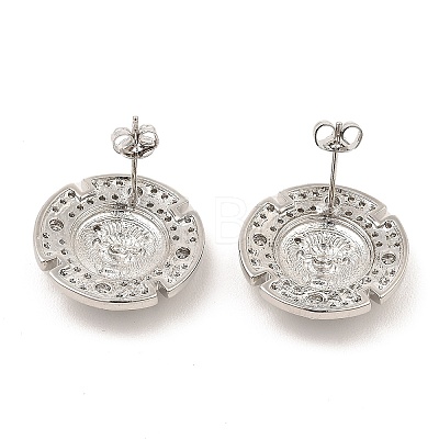 Brass Micro Pave Cubic Zirconia Stud Earrings EJEW-E600-01P-1