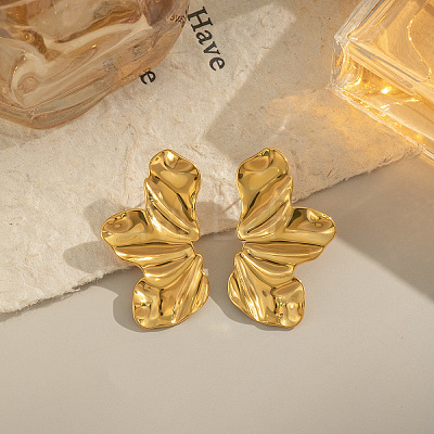 Stainless Steel Butterfly Wing Stud Earrings ZG8385-1-1