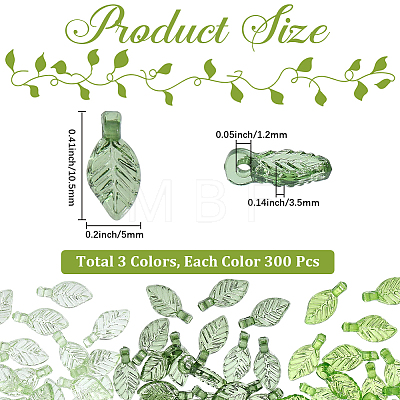 900Pcs 3 Colors Transparent Acrylic Charms TACR-PA0001-27-1