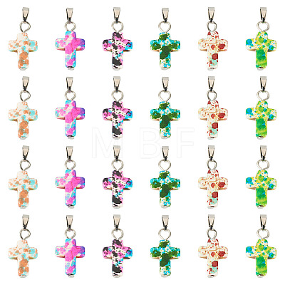 60Pcs 6 Colors Synthetic Turquoise Pendants PALLOY-TAC0289-1