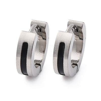 304 Stainless Steel with Enamel Hoop Earrings EJEW-M001-21A-P-1