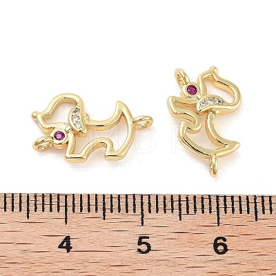 Rack Plating Brass Pave Cubic Zirconia Puppy Dog Links Connector Charms KK-Z064-42G-1