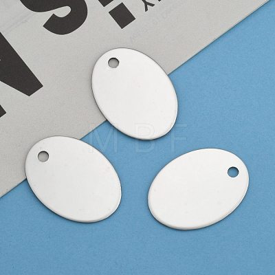 201 Stainless Steel Oval Stamping Blank Tag Pendants STAS-S031-04-1