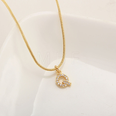 Brass Micro Pave Clear Cubic Zirconia Pendant Initial Necklaces FS-WGC46E8-17-1