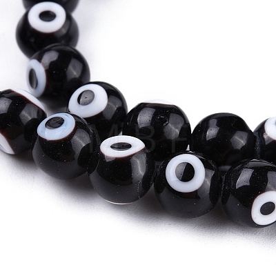 Handmade Evil Eye Lampwork Round Bead Strands X-LAMP-L055-8mm-08-1