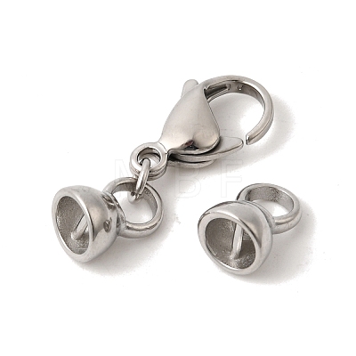 304 Stainless Steel Lobster Claw Clasps and Cord End STAS-B128-08P-02-1