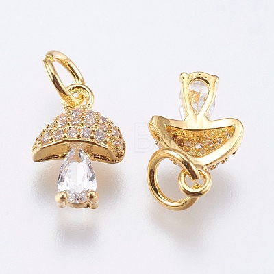 Brass Micro Pave Cubic Zirconia Charms LS-RB-I077-25G-RS-1