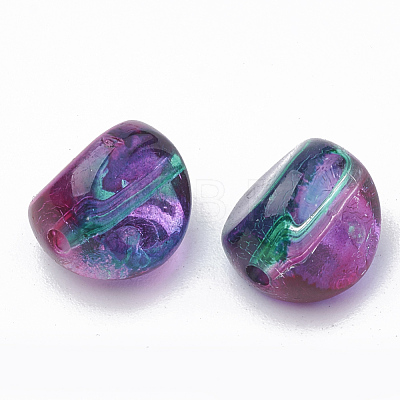 Two Tone Transparent Spray Painted Acrylic Beads X-ACRP-T005-35-1