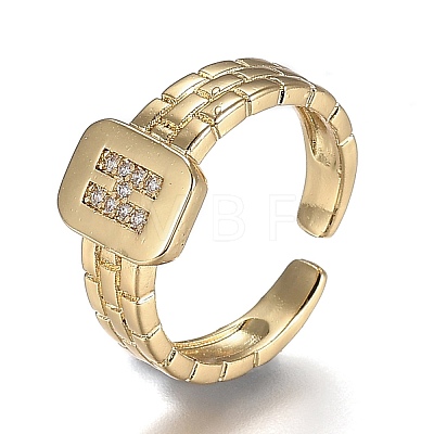 Brass Micro Pave Clear Cubic Zirconia Cuff Rings RJEW-H538-02G-H-1