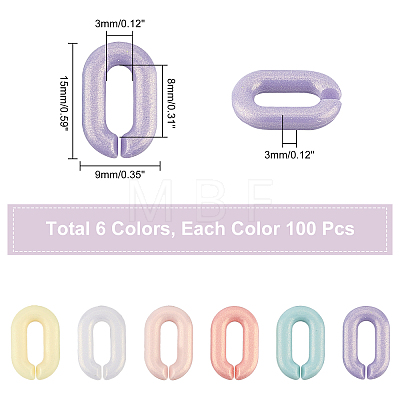 600Pcsc 6 Colors Spray Painted Acrylic Linking Rings MACR-CA0001-18-1