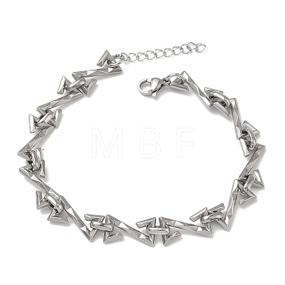 Hammered 304 Stainless Steel Link Chain Bracelets for Women BJEW-D466-07P-1
