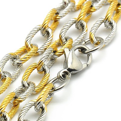 Fashionable 304 Stainless Steel Twisted Grain Cable Chain Necklaces STAS-A028-N077C-1