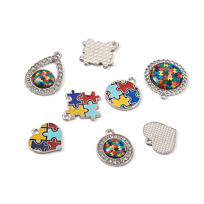 12Pcs 6 Style Zinc Alloy Enamel Pendants FIND-TA0001-63-1