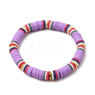 5Pcs 5 Color Polymer Clay Heishi Surfer Stretch Bracelets Set BJEW-JB09862-1