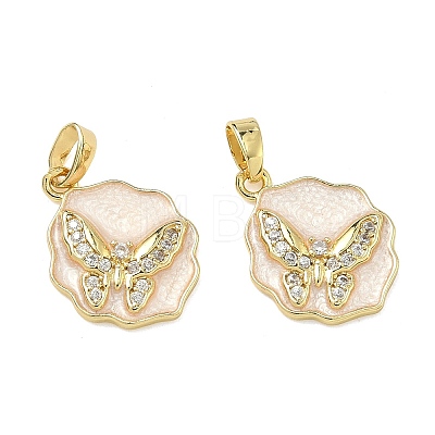 Brass Micro Pave Clear Cubic Zirconia Pendants KK-A294-10G-02-1