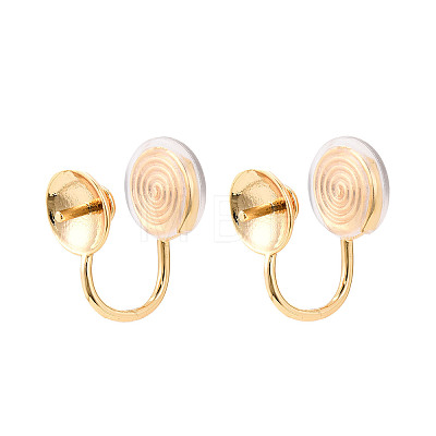 Brass Micro Pave Cubic Zirconia Clip-on Earring Findings KK-N261-122A-G-1