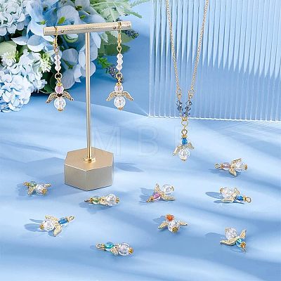 40Pcs Transparent Acrylic & Alloy & Synthetic Crackle Quartz Pendants FIND-HY0001-40-1