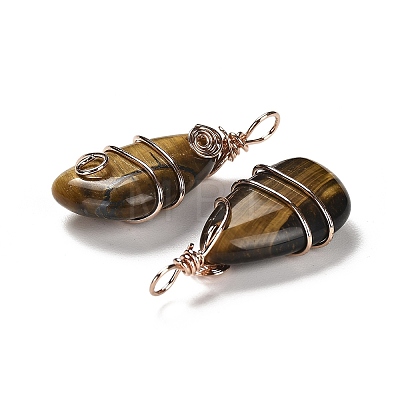 Natural Tiger Eye Pendants G-F763-03RG-03-1