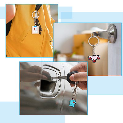 20Pcs Medical Theme Pattern PVC Plastic Pendants Keychain KEYC-PH01458-1