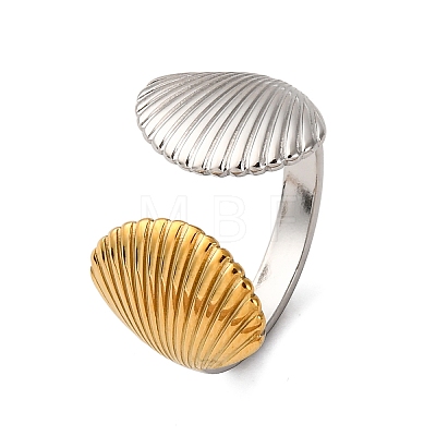 304 Stainless Steel Double Color Cuff Rings RJEW-S635-01GP-N-1