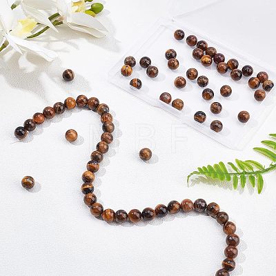 Grade AB Natural Tiger Eye Round Beads Strands G-OC0001-78B-1