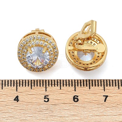 Brass Micro Pave Clear Cubic Zirconia Clip-on Earrings EJEW-H154-11B-G-1