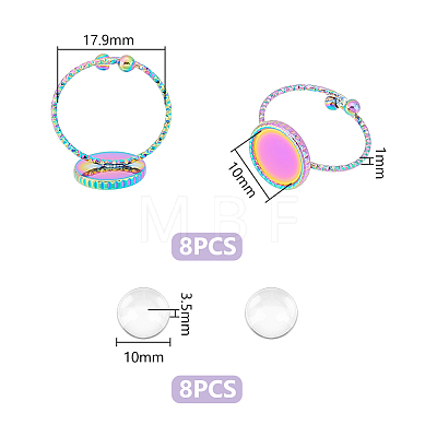 Unicraftale DIY Blank Dome 304 Stainless Steel Open Cuff Ring Making Kits DIY-UN0055-79-1