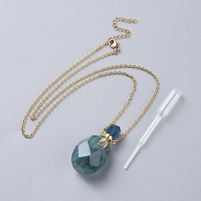 Natural Gemstone Perfume Bottle Pendant Necklaces NJEW-F251-11-1