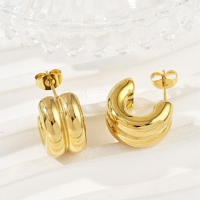 304 Stainless Steel C-Shaped Stud Earrings EJEW-S272-01G-1