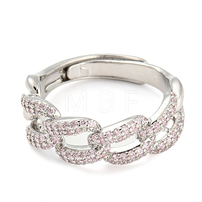 Curb Chains Shape Cubic Zirconia Adjustable Rings RJEW-Q781-05P-01-1