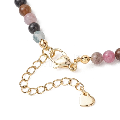 Round Natural Multicolor Tourmaline Graduated Beaded Necklaces NJEW-JN05952-02-1