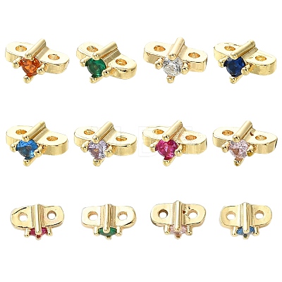 16Pcs 8 Colors Brass Micro Pave Cubic Zirconia Multi-Strand Links FIND-CJ0005-87-1