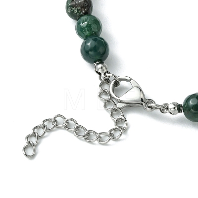 Natural Moss Agate Beaded Bracelets BJEW-JB09886-04-1