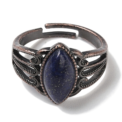 Natural Lapis Lazuli Horse Eye Adjustable Rings RJEW-K271-05R-09-1