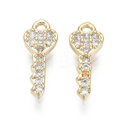 Brass Micro Pave Clear Cubic Zirconia Charms KK-S348-529-NF-1