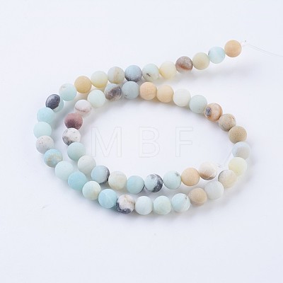 Frosted Natural Flower Amazonite Round Bead Strands G-E334-10mm-09-1