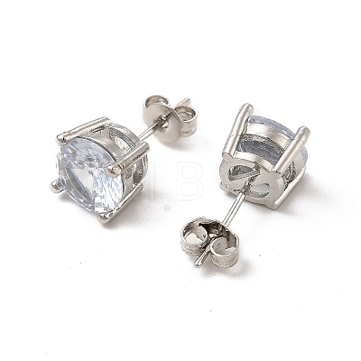 Clear Cubic Zirconia Diamond Stud Earrings EJEW-P221-26P-1