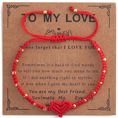 Braided Nylon Thread Heart Adjustable Bracelets ZR3363-2-1