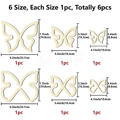 6Pcs 3 Style Wood Hoop Rings Macrame for DIY Craft Making DIY-WH0545-002-1