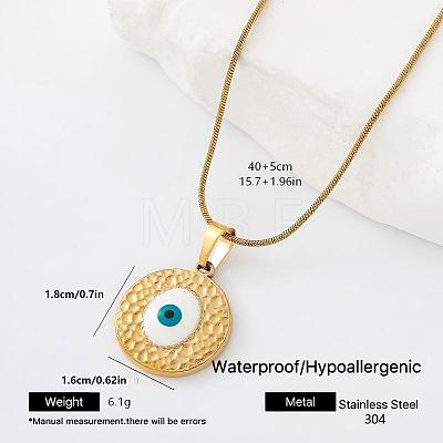 304 Stainless Steel Enamel Evil Eye Pendant Necklaces for Men Women AL3991-2-1