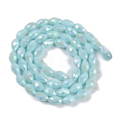 Opaque Solid Color Electroplate Glass Beads Strands EGLA-N013-P8mm-B11-1